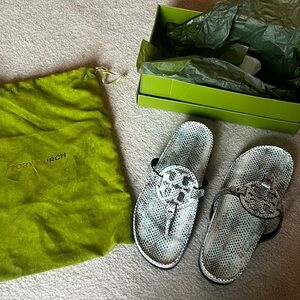 Tory Burch Miller Snake Print Slide Sandals | Size 9 | Box & Dust Bag
